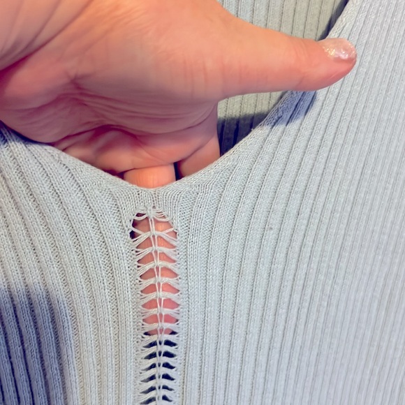 S French Connection Long Sleeve Knit Top Hole Design Knitted Sweater V Neck - Picture 4 of 9